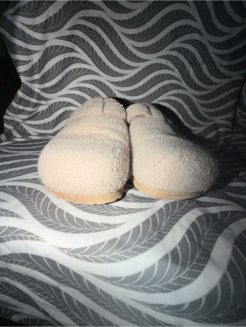 Beige Felt Slip-On Mules with Adjustable Strap - Picture 7 of 11